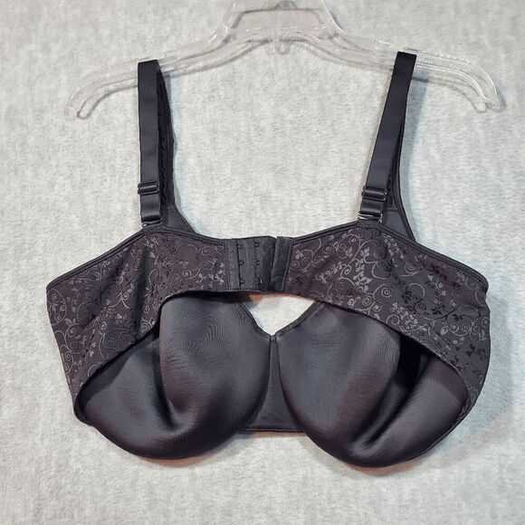 Bali Bra Womens 40 DD Black Floral Underwire Full Coverage Adjustable Straps - Picture 10 of 11
